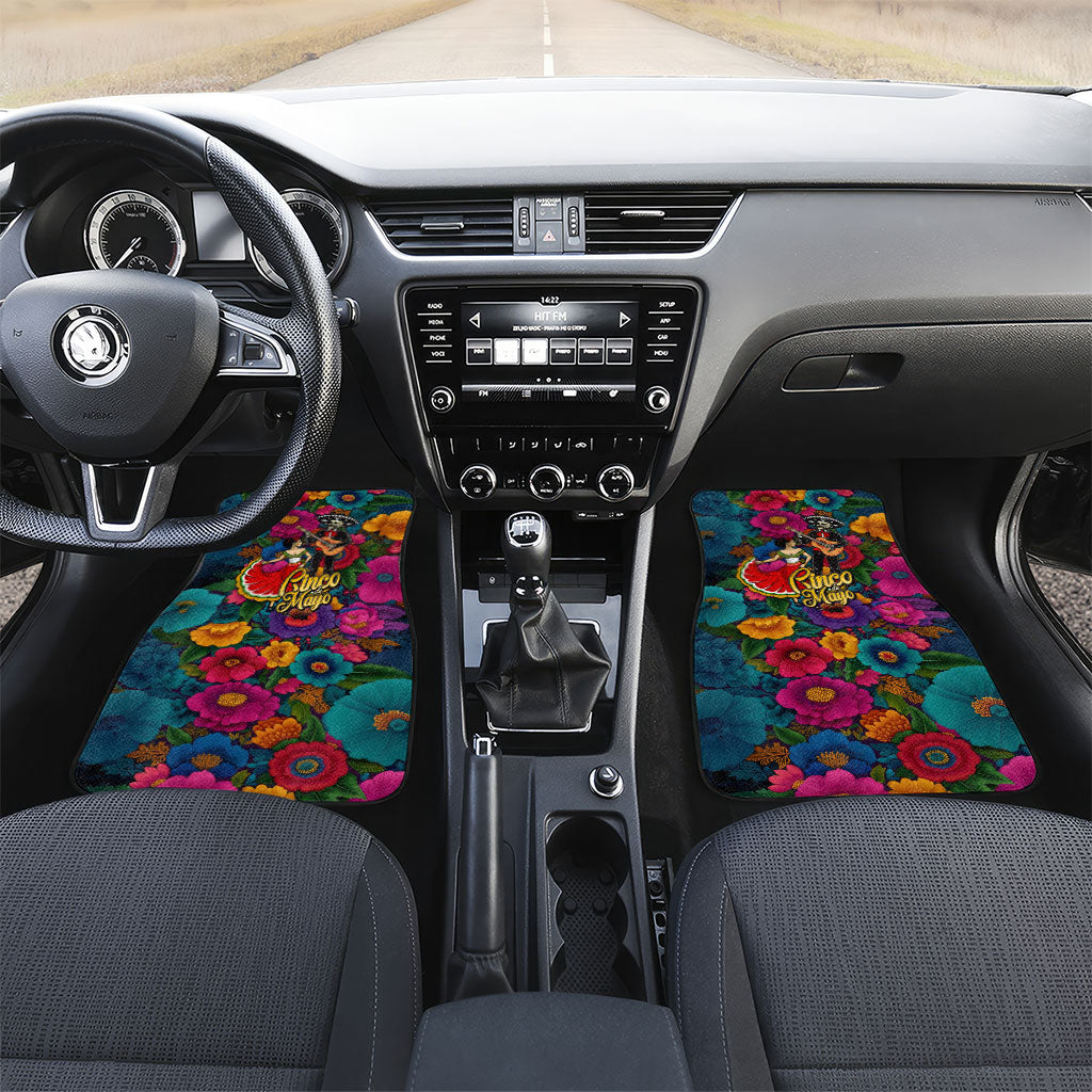 Cinco De Mayo Car Mats Mariachi Dancer - Vibrant Mexican Floral Fiesta Guitar Folk Art