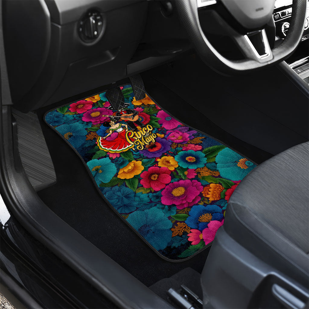 Cinco De Mayo Car Mats Mariachi Dancer - Vibrant Mexican Floral Fiesta Guitar Folk Art