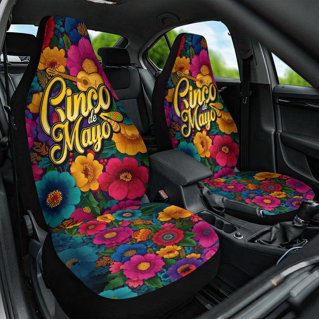 Cinco De Mayo Car Seat Cover Mariachi Dancer - Vibrant Mexican Floral Fiesta Guitar Folk Art