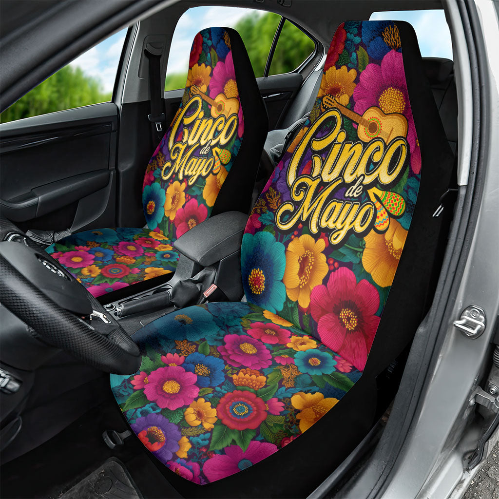 Cinco De Mayo Car Seat Cover Mariachi Dancer - Vibrant Mexican Floral Fiesta Guitar Folk Art