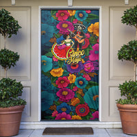 Cinco De Mayo Door Cover Mariachi Dancer - Vibrant Mexican Floral Fiesta Guitar Folk Art