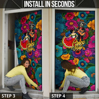 Cinco De Mayo Door Cover Mariachi Dancer - Vibrant Mexican Floral Fiesta Guitar Folk Art