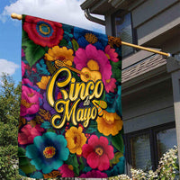 Cinco De Mayo Garden Flag Mariachi Dancer - Vibrant Mexican Floral Fiesta Guitar Folk Art