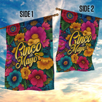 Cinco De Mayo Garden Flag Mariachi Dancer - Vibrant Mexican Floral Fiesta Guitar Folk Art