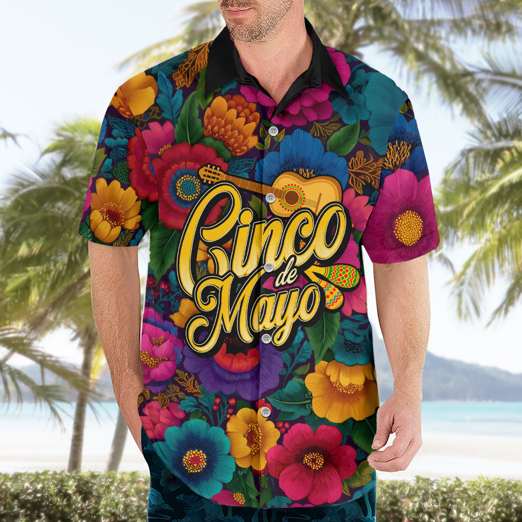 Cinco De Mayo Hawaiian Shirt Mariachi Dancer - Vibrant Mexican Floral Fiesta Guitar Folk Art