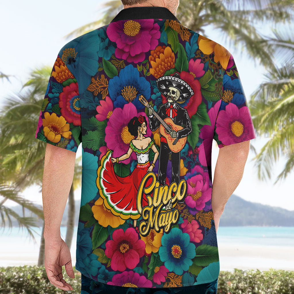 Cinco De Mayo Hawaiian Shirt Mariachi Dancer - Vibrant Mexican Floral Fiesta Guitar Folk Art