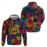 Cinco De Mayo Hoodie Mariachi Dancer - Vibrant Mexican Floral Fiesta Guitar Folk Art
