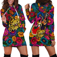Cinco De Mayo Hoodie Dress Mariachi Dancer - Vibrant Mexican Floral Fiesta Guitar Folk Art