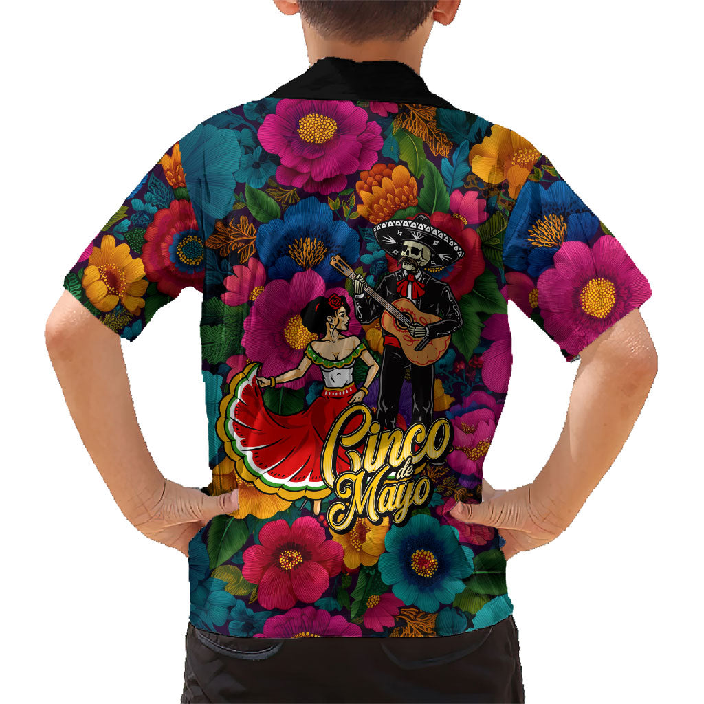 Cinco De Mayo Kid Hawaiian Shirt Mariachi Dancer - Vibrant Mexican Floral Fiesta Guitar Folk Art
