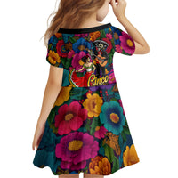 Cinco De Mayo Kid Short Sleeve Dress Mariachi Dancer - Vibrant Mexican Floral Fiesta Guitar Folk Art