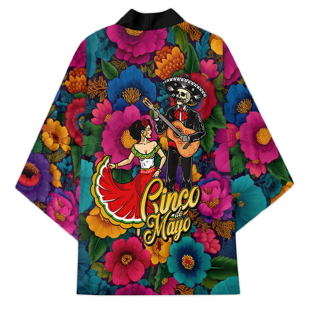 Cinco De Mayo Kimono Mariachi Dancer - Vibrant Mexican Floral Fiesta Guitar Folk Art