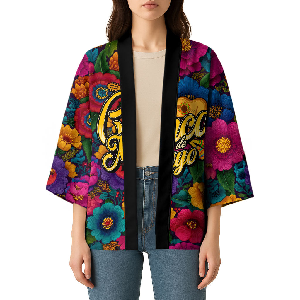 Cinco De Mayo Kimono Mariachi Dancer - Vibrant Mexican Floral Fiesta Guitar Folk Art