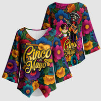 Cinco De Mayo Kimono Sleeve Blouse Mariachi Dancer - Vibrant Mexican Floral Fiesta Guitar Folk Art