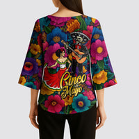Cinco De Mayo Kimono Sleeve Blouse Mariachi Dancer - Vibrant Mexican Floral Fiesta Guitar Folk Art