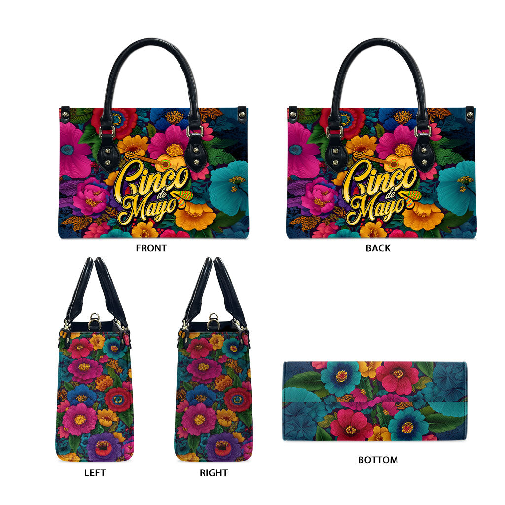 Cinco De Mayo Leather Bag Mariachi Dancer - Vibrant Mexican Floral Fiesta Guitar Folk Art