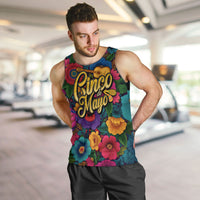 Cinco De Mayo Men Tank Top Mariachi Dancer - Vibrant Mexican Floral Fiesta Guitar Folk Art