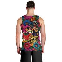 Cinco De Mayo Men Tank Top Mariachi Dancer - Vibrant Mexican Floral Fiesta Guitar Folk Art
