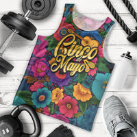 Cinco De Mayo Men Tank Top Mariachi Dancer - Vibrant Mexican Floral Fiesta Guitar Folk Art