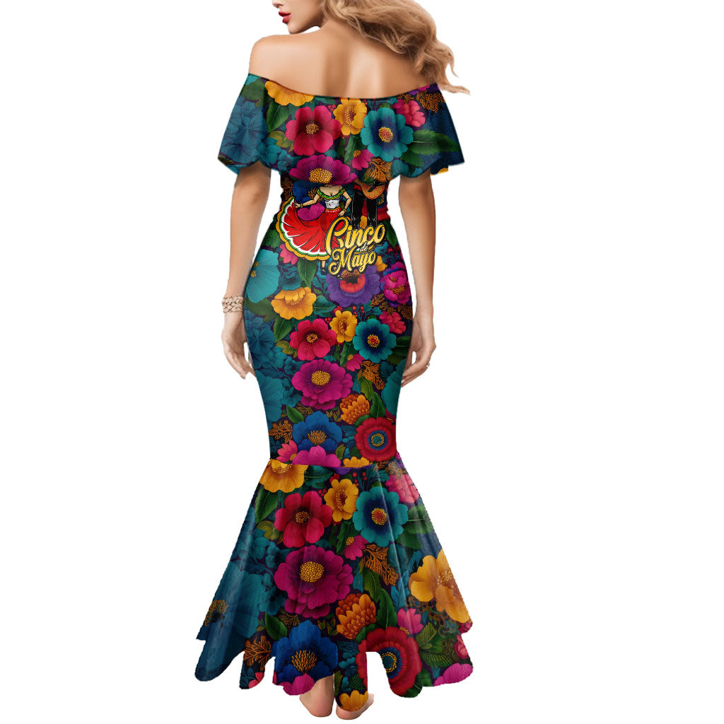 Cinco De Mayo Mermaid Dress Mariachi Dancer - Vibrant Mexican Floral Fiesta Guitar Folk Art