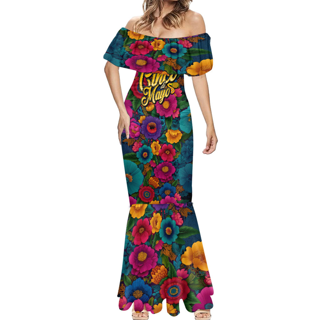 Cinco De Mayo Mermaid Dress Mariachi Dancer - Vibrant Mexican Floral Fiesta Guitar Folk Art