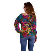 Cinco De Mayo Off Shoulder Sweater Mariachi Dancer - Vibrant Mexican Floral Fiesta Guitar Folk Art