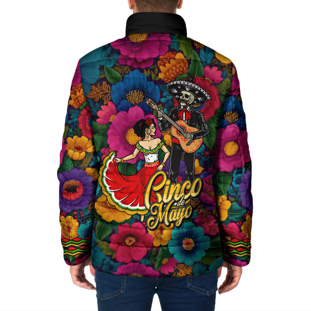 Cinco De Mayo Padded Jacket Mariachi Dancer - Vibrant Mexican Floral Fiesta Guitar Folk Art