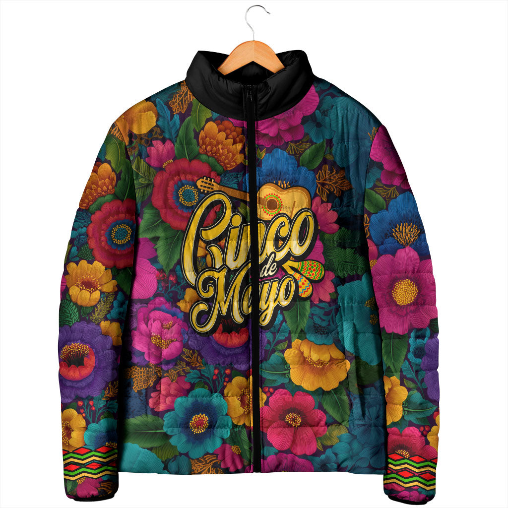 Cinco De Mayo Padded Jacket Mariachi Dancer - Vibrant Mexican Floral Fiesta Guitar Folk Art
