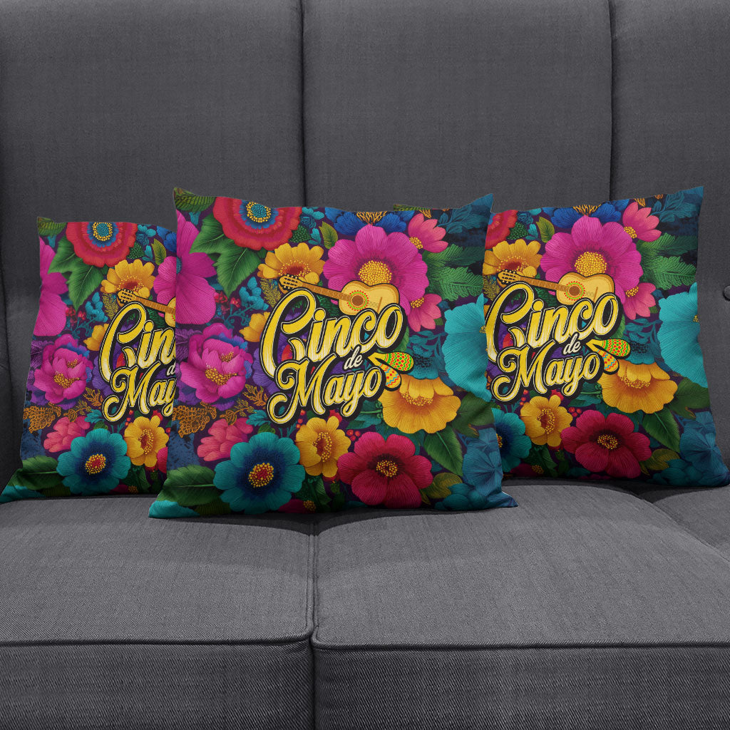 Cinco De Mayo Pillow Cover Mariachi Dancer - Vibrant Mexican Floral Fiesta Guitar Folk Art