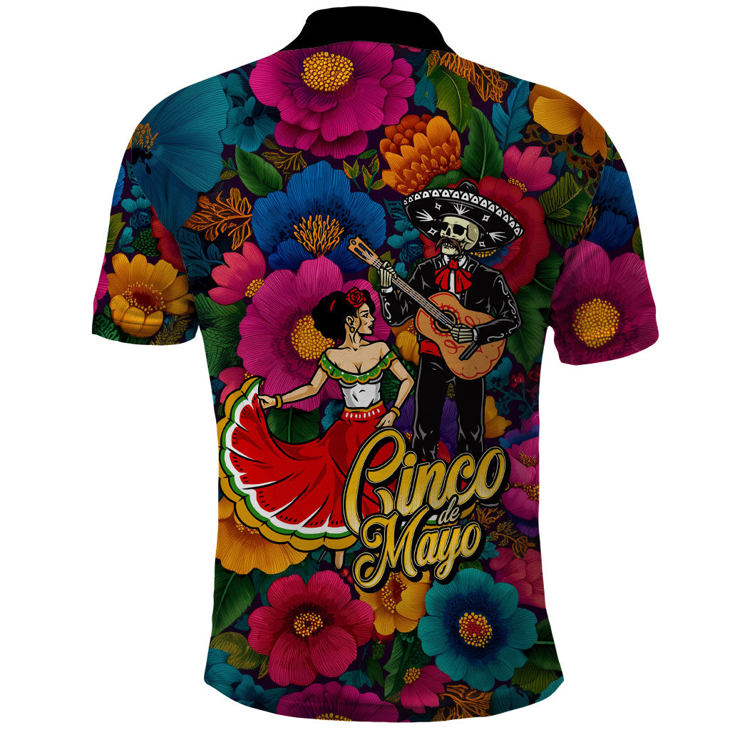 Cinco De Mayo Polo Shirt Mariachi Dancer - Vibrant Mexican Floral Fiesta Guitar Folk Art