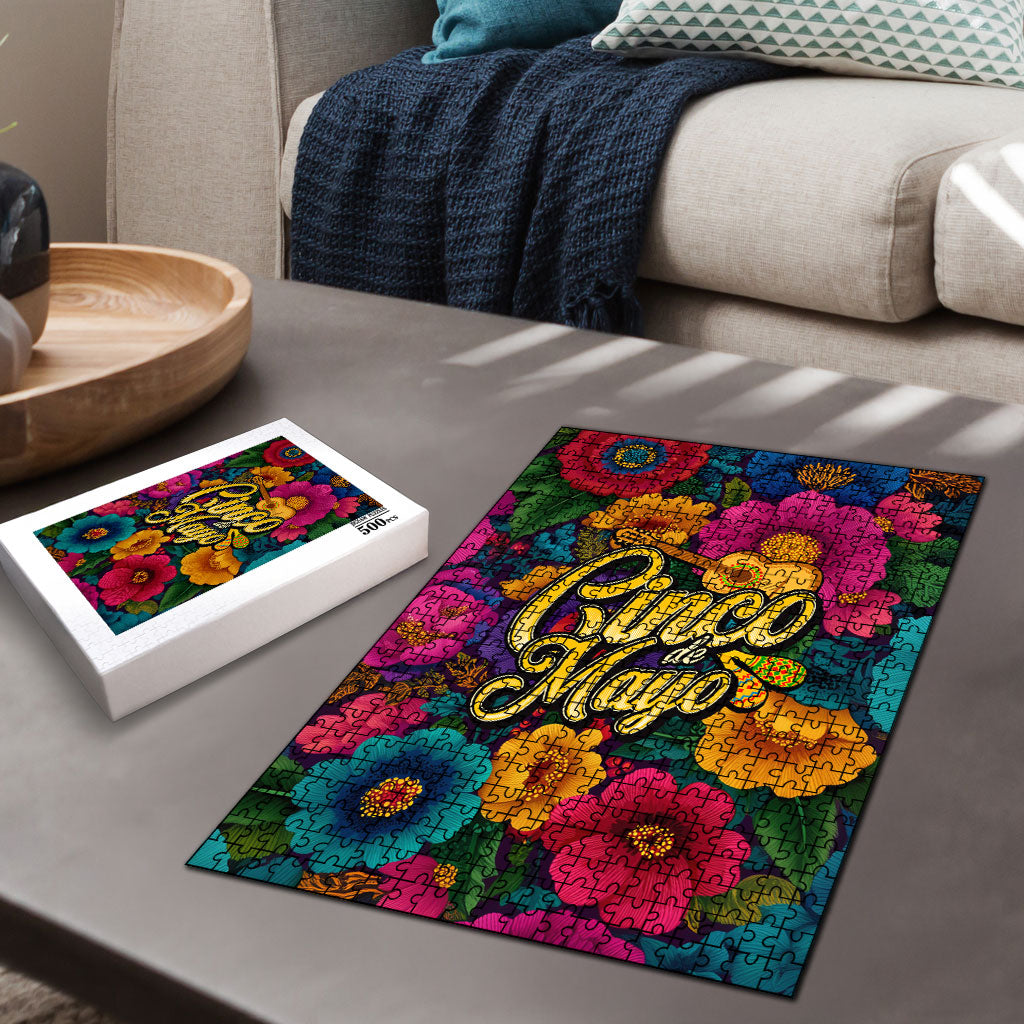 Cinco De Mayo Puzzle Mariachi Dancer - Vibrant Mexican Floral Fiesta Guitar Folk Art
