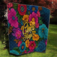 Cinco De Mayo Quilt Mariachi Dancer - Vibrant Mexican Floral Fiesta Guitar Folk Art