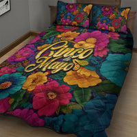 Cinco De Mayo Quilt Bed Set Mariachi Dancer - Vibrant Mexican Floral Fiesta Guitar Folk Art