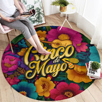 Cinco De Mayo Round Carpet Mariachi Dancer - Vibrant Mexican Floral Fiesta Guitar Folk Art