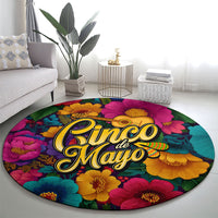 Cinco De Mayo Round Carpet Mariachi Dancer - Vibrant Mexican Floral Fiesta Guitar Folk Art