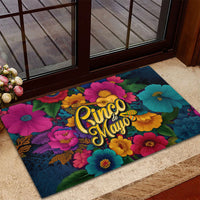 Cinco De Mayo Rubber Doormat Mariachi Dancer - Vibrant Mexican Floral Fiesta Guitar Folk Art