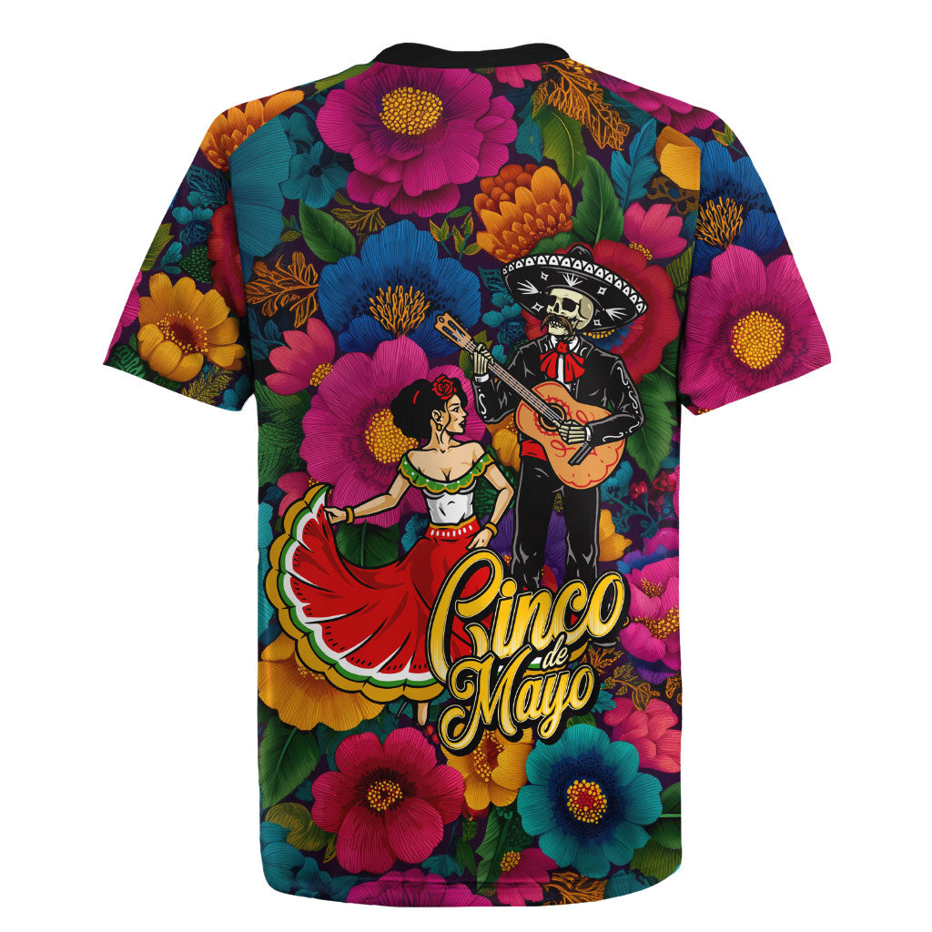 Cinco De Mayo Rugby Jersey Mariachi Dancer - Vibrant Mexican Floral Fiesta Guitar Folk Art