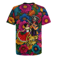 Cinco De Mayo Rugby Jersey Mariachi Dancer - Vibrant Mexican Floral Fiesta Guitar Folk Art