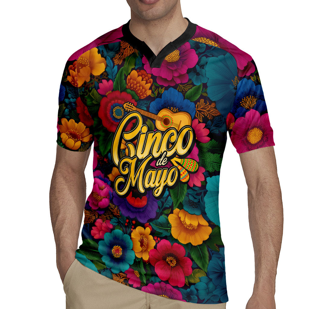 Cinco De Mayo Rugby Jersey Mariachi Dancer - Vibrant Mexican Floral Fiesta Guitar Folk Art