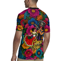 Cinco De Mayo Rugby Jersey Mariachi Dancer - Vibrant Mexican Floral Fiesta Guitar Folk Art