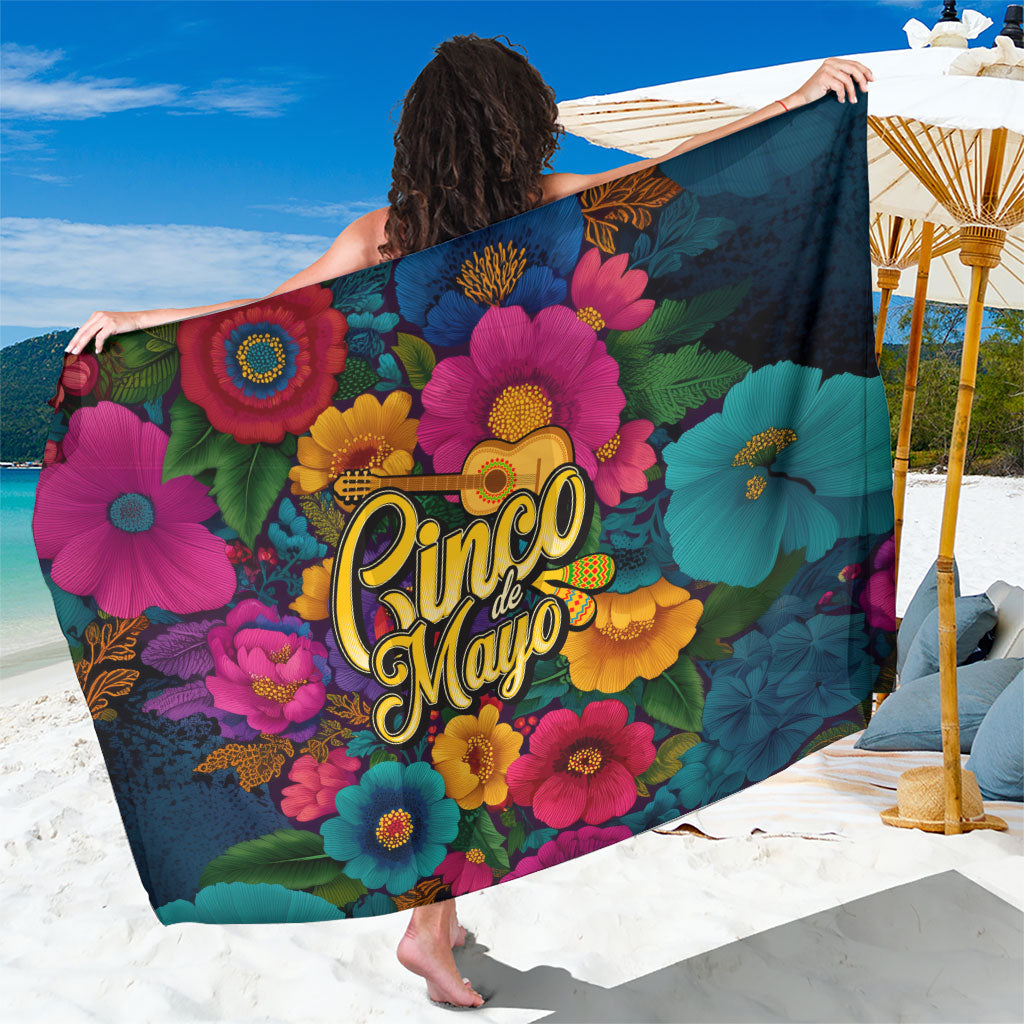 Cinco De Mayo Sarong Mariachi Dancer - Vibrant Mexican Floral Fiesta Guitar Folk Art
