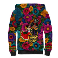 Cinco De Mayo Sherpa Hoodie Mariachi Dancer - Vibrant Mexican Floral Fiesta Guitar Folk Art
