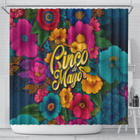 Cinco De Mayo Shower Curtain Mariachi Dancer - Vibrant Mexican Floral Fiesta Guitar Folk Art