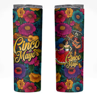 Cinco De Mayo Skinny Tumbler Mariachi Dancer - Vibrant Mexican Floral Fiesta Guitar Folk Art