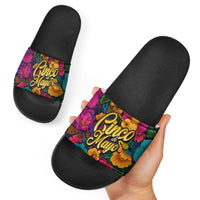 Cinco De Mayo Slide Sandals Mariachi Dancer - Vibrant Mexican Floral Fiesta Guitar Folk Art