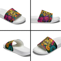 Cinco De Mayo Slide Sandals Mariachi Dancer - Vibrant Mexican Floral Fiesta Guitar Folk Art