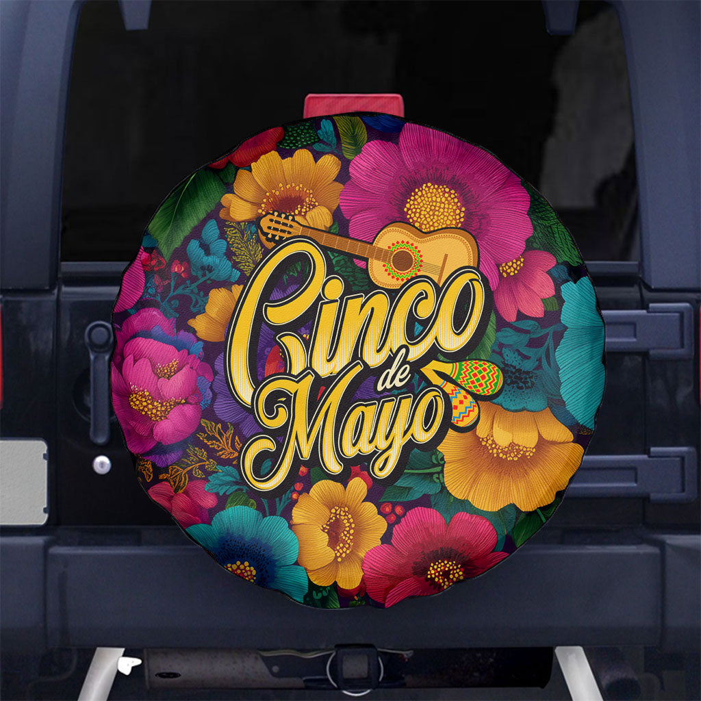 Cinco De Mayo Spare Tire Cover Mariachi Dancer - Vibrant Mexican Floral Fiesta Guitar Folk Art