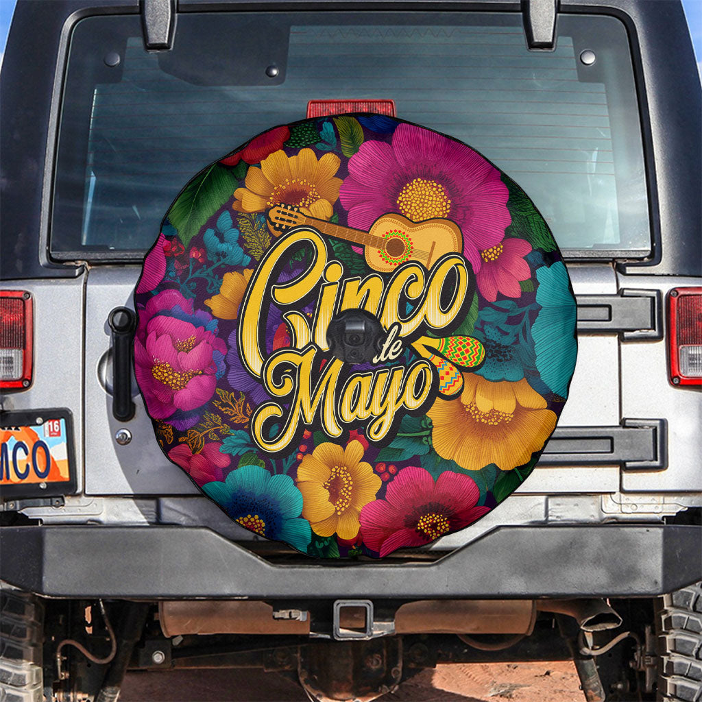 Cinco De Mayo Spare Tire Cover Mariachi Dancer - Vibrant Mexican Floral Fiesta Guitar Folk Art