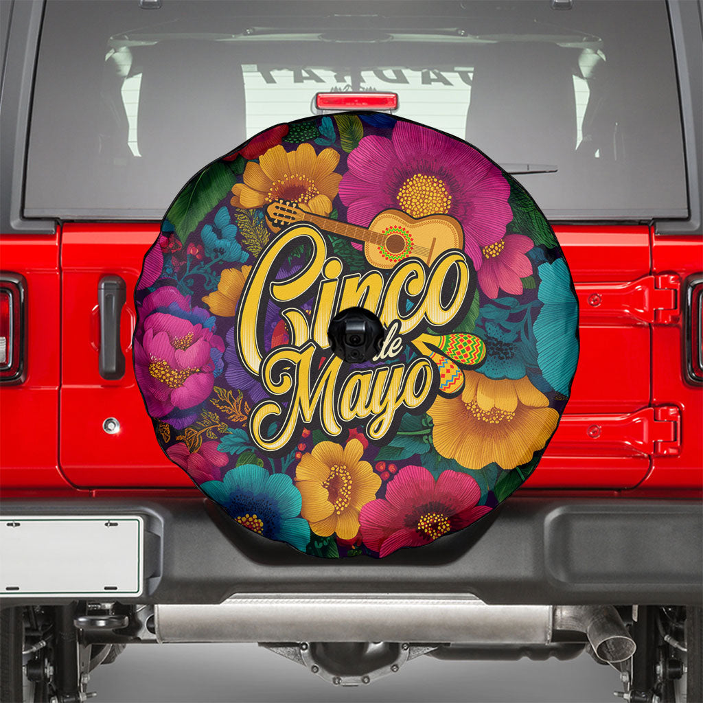 Cinco De Mayo Spare Tire Cover Mariachi Dancer - Vibrant Mexican Floral Fiesta Guitar Folk Art