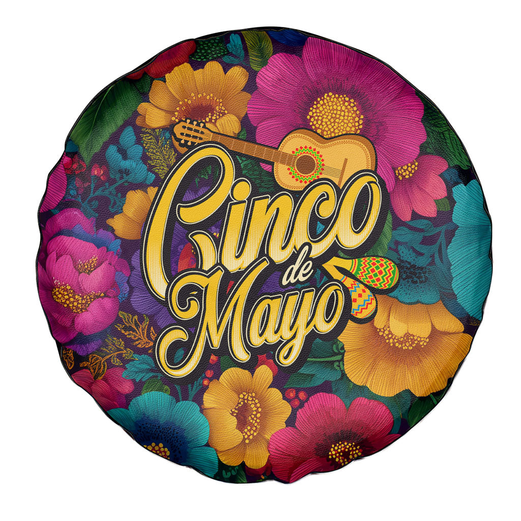 Cinco De Mayo Spare Tire Cover Mariachi Dancer - Vibrant Mexican Floral Fiesta Guitar Folk Art