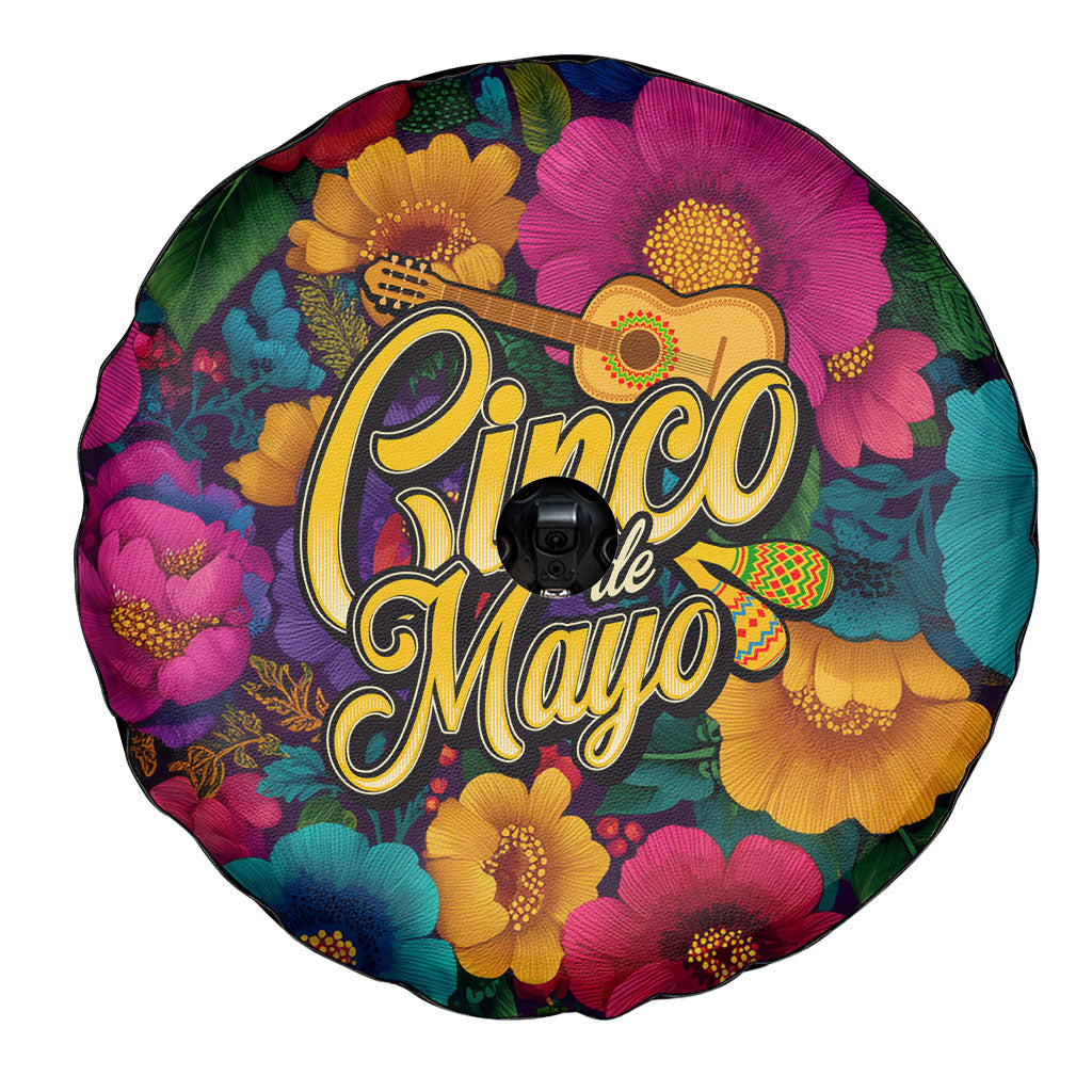 Cinco De Mayo Spare Tire Cover Mariachi Dancer - Vibrant Mexican Floral Fiesta Guitar Folk Art